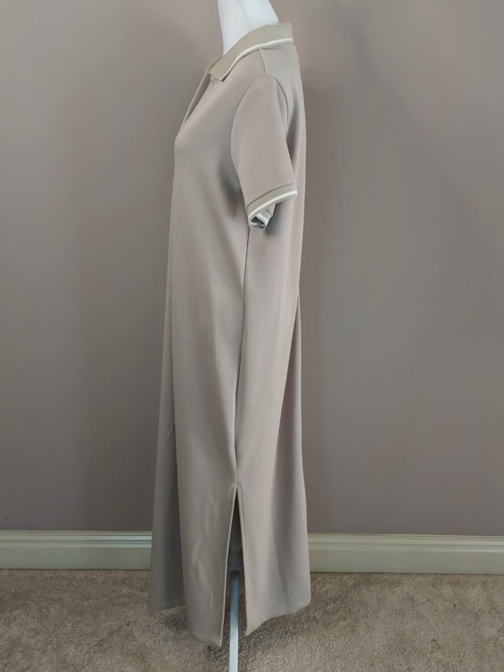 Spanx Air Essentials Pique Polo Midi Dress in Ashwood Size Large - Picture 12 of 12